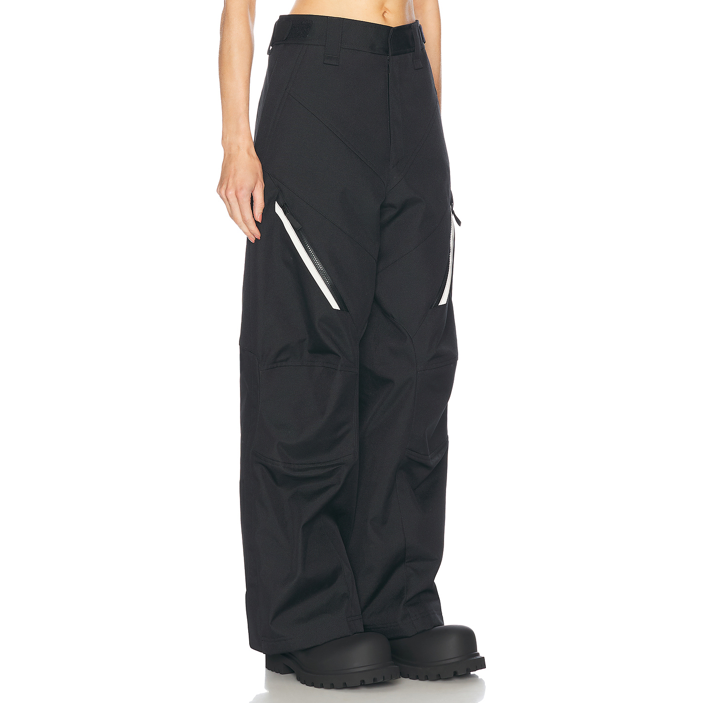 Black Wide-Leg Utility Pants | Zip Pockets | Customizable
