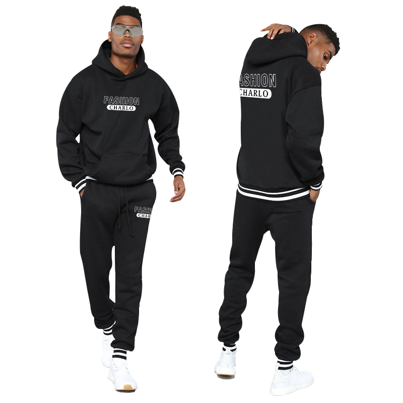 Black Hoodie & Jogger Pants Set | Custom Logo & Streetwear
