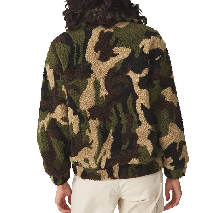 Charlo Fashion Camouflage Sherpa Fleece Jacket – Cozy & Trendy
