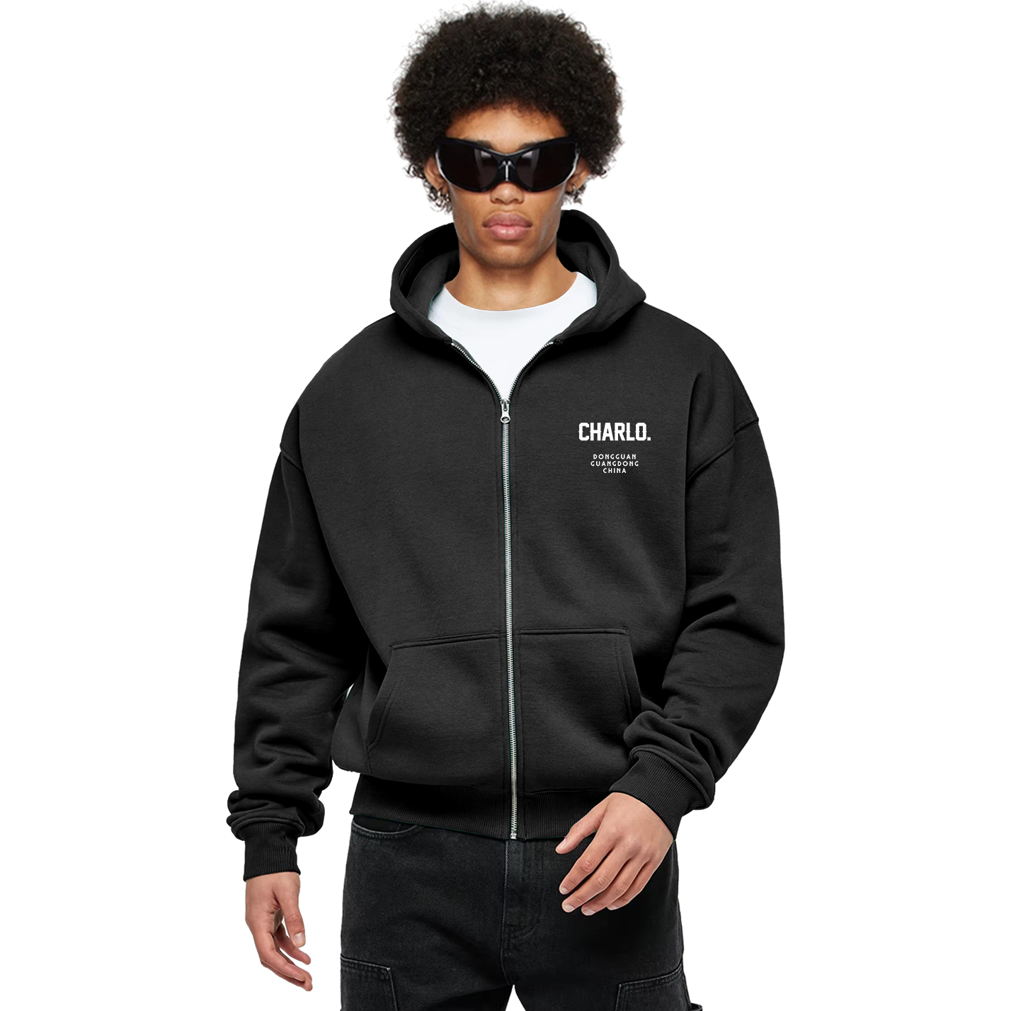 Custom Zip-Up Hoodie | Oversized Streetwear Hooded Jacket | OEM/ODM Private Label Clothing