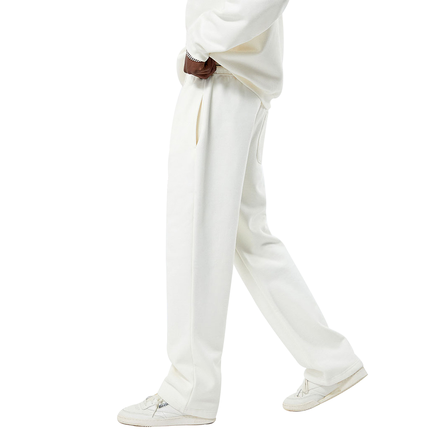 Fashion White Graphic Tracksuit Set | Pullover Sweatshirt & Sweatpants | Streetwear Collection