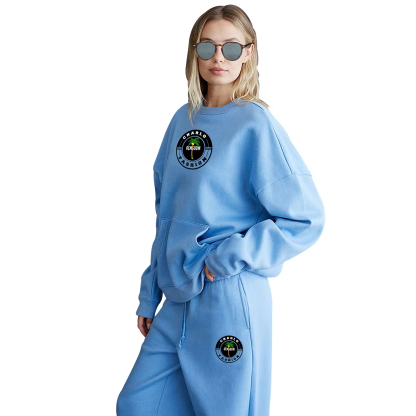 Relaxed Blue Streetwear Tracksuit – Oversized Hoodie & Wide-Leg Sweatpants, Fully Customizable