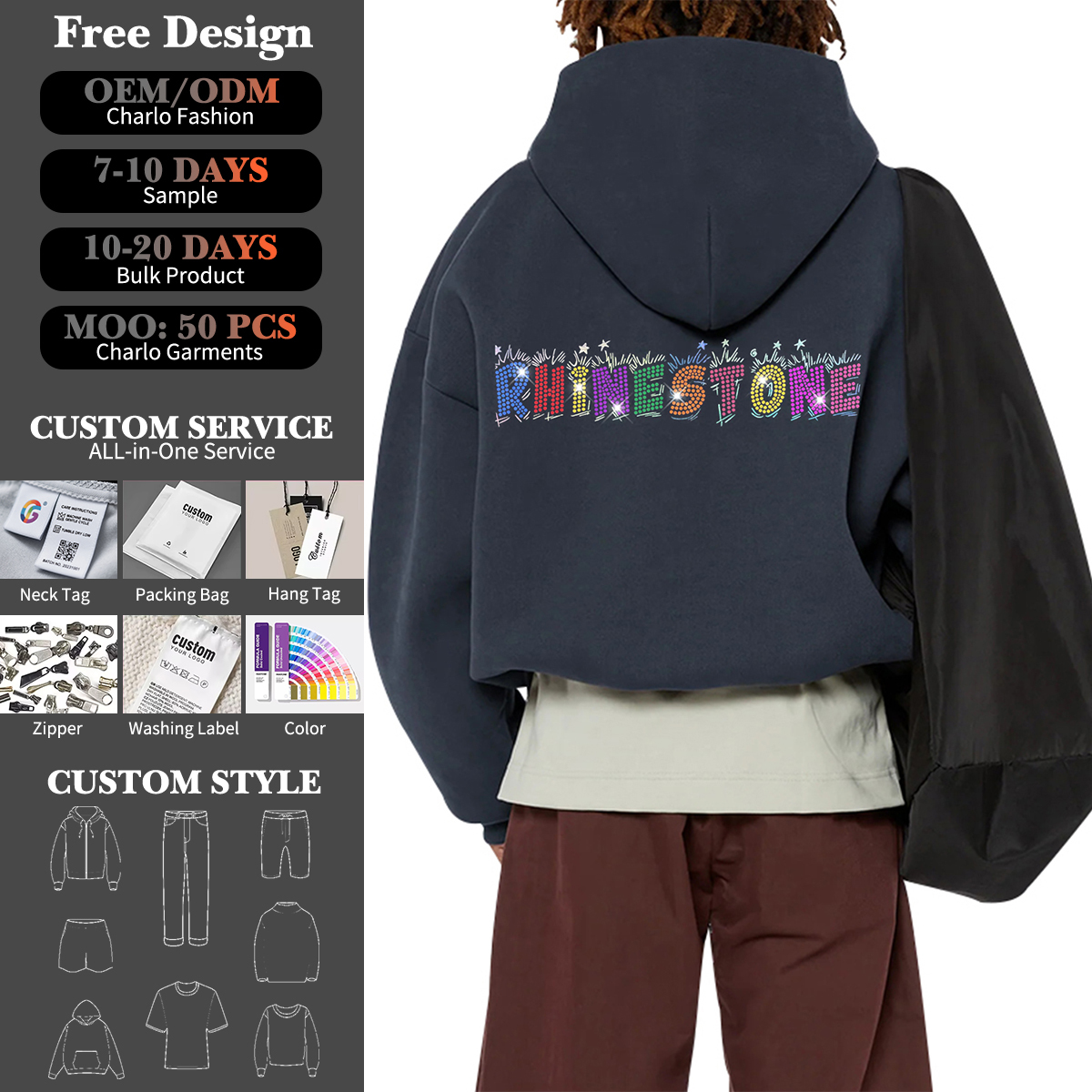 Customizable Oversized Hoodie – Rhinestone & Embroidery Ready