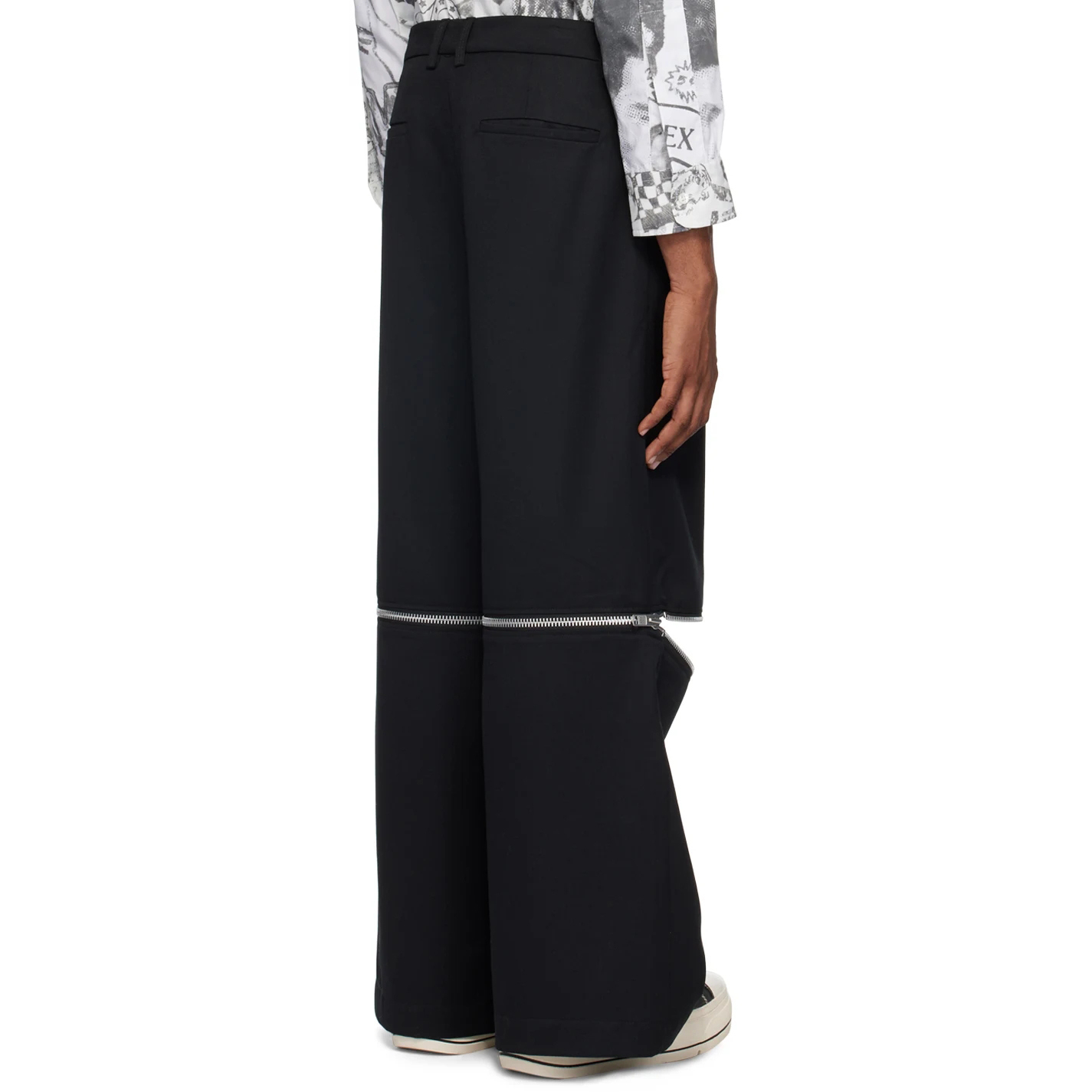 Avant-Garde Wide Leg Pants with Zipper Cut | Customizable Streetwear