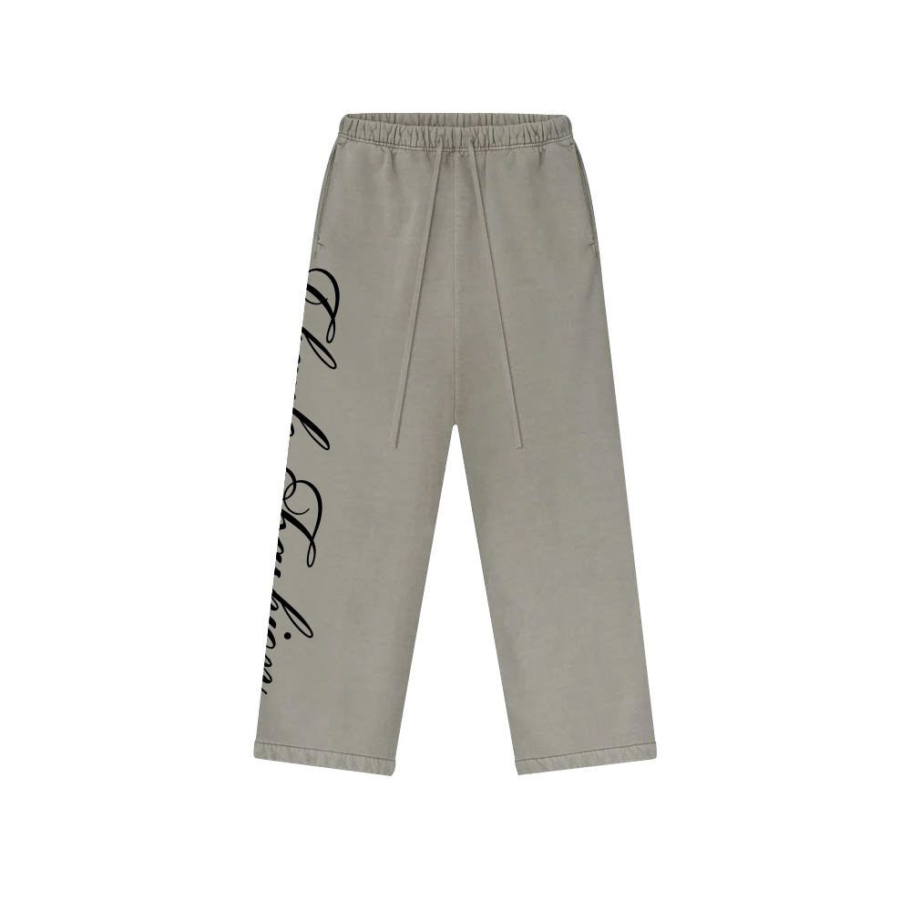 Custom Logo Wide-Leg Sweatpants | Light Grey | Personalizable