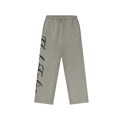 Custom Logo Wide-Leg Sweatpants | Light Grey | Personalizable