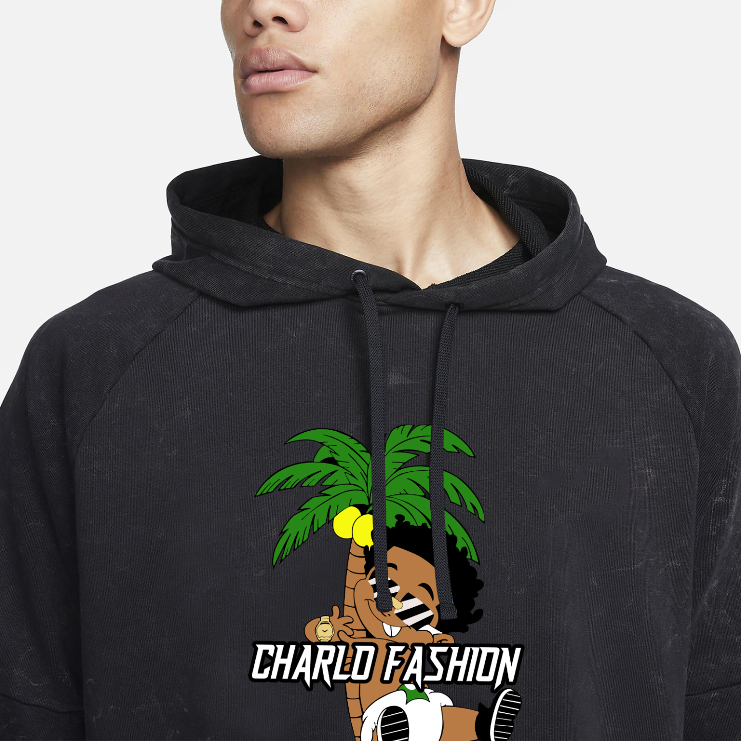 Black Washed Hoodie & Shorts Set | Customizable Streetwear