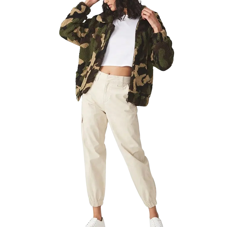 Charlo Fashion Camouflage Sherpa Fleece Jacket – Cozy & Trendy