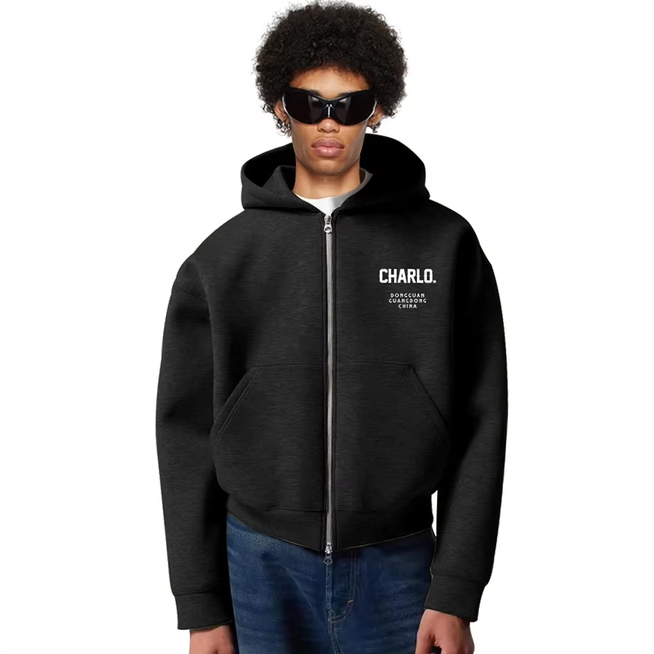 Custom Grey Zip-Up Hoodie | Oversized Streetwear Hooded Sweatshirt | OEM Private Label Manufacturer