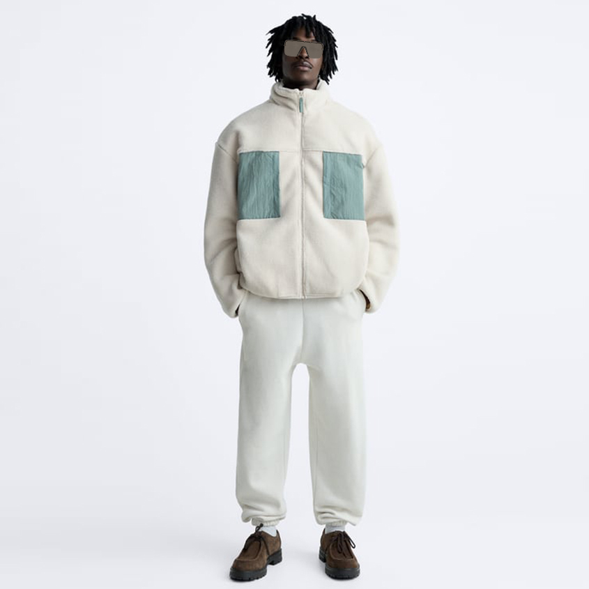 Charlo Fashion Two-Tone Fleece Jacket – Cozy Urban Streetwear 