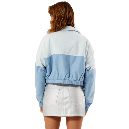 Charlo Fashion Colorblock Cropped Windbreaker – Trendy Lightweight Jacket