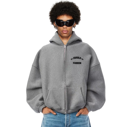 Custom Fleece Zip-Up Hoodie – Multiple Colors & Fabric Options