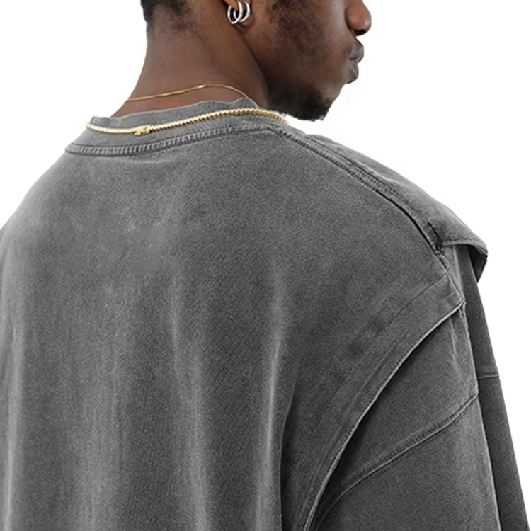 Vintage Washed Layered Streetwear T-Shirt | Custom Fashion Tee | OEM/ODM Garment Manufacturer