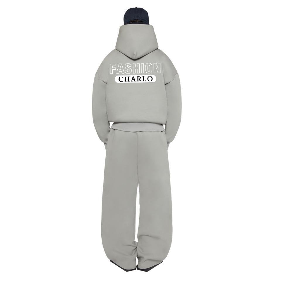 Custom Grey Fleece Hoodie & Sweatpants Set – Streetwear Comfort Tracksuit for Men