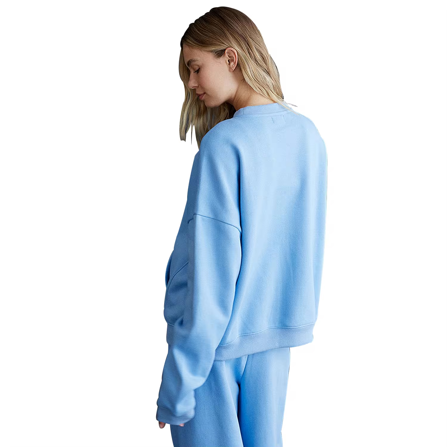 Relaxed Blue Streetwear Tracksuit – Oversized Hoodie & Wide-Leg Sweatpants, Fully Customizable