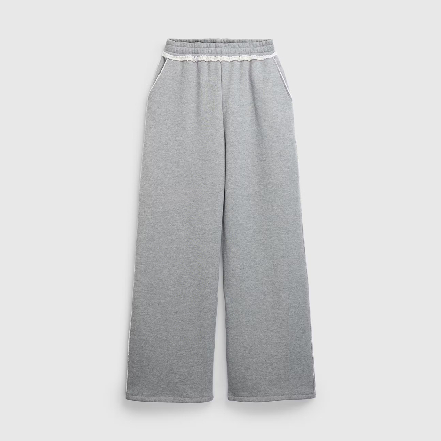 Light Grey Wide-Leg Sweatpants | Frayed Back Pocket | Customizable