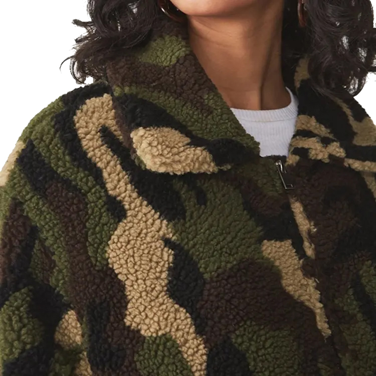 Charlo Fashion Camouflage Sherpa Fleece Jacket – Cozy & Trendy