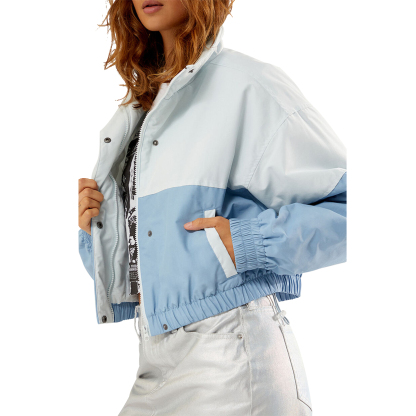 Charlo Fashion Colorblock Cropped Windbreaker – Trendy Lightweight Jacket