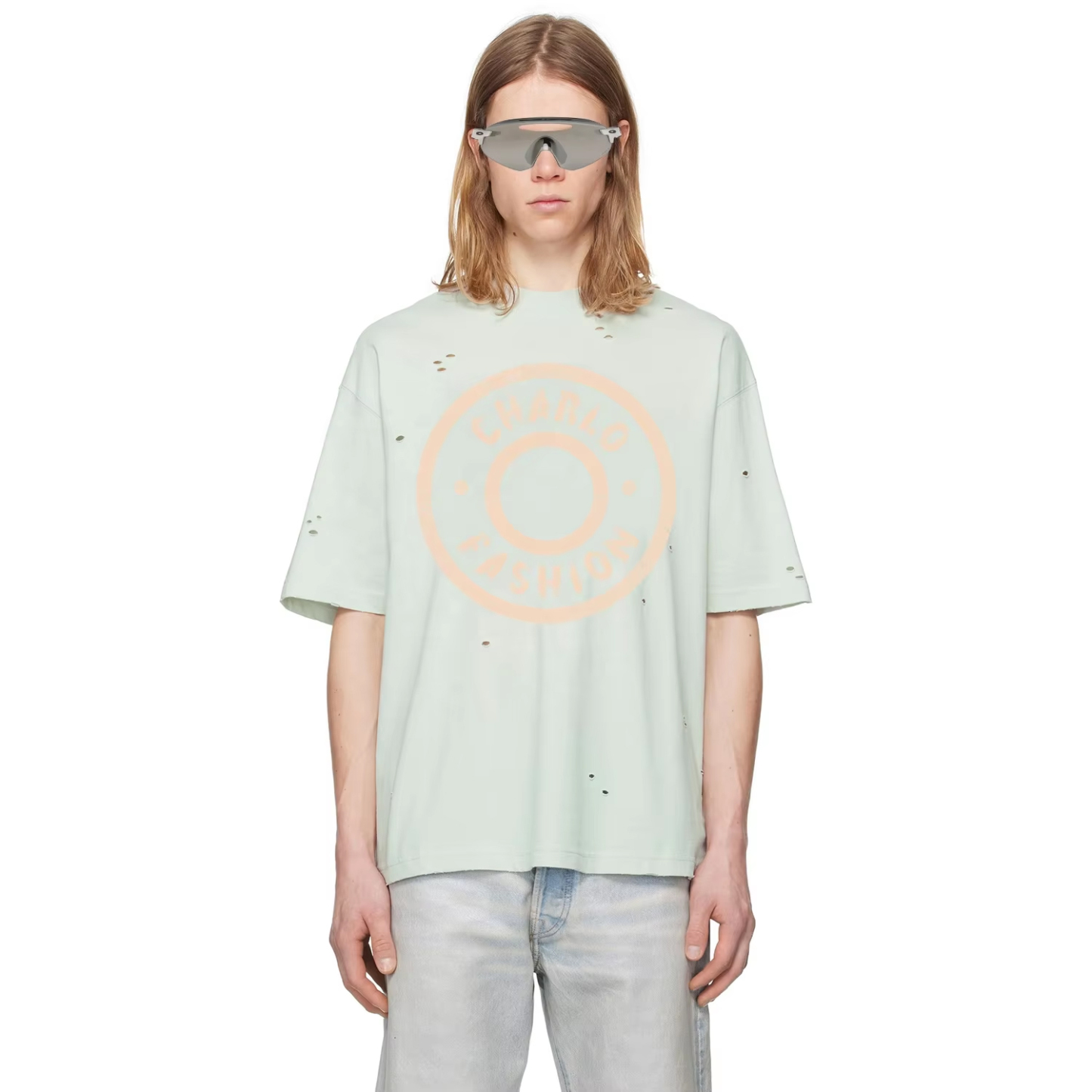 Charlo Distressed Logo Tee – Vintage Streetwear Short Sleeve