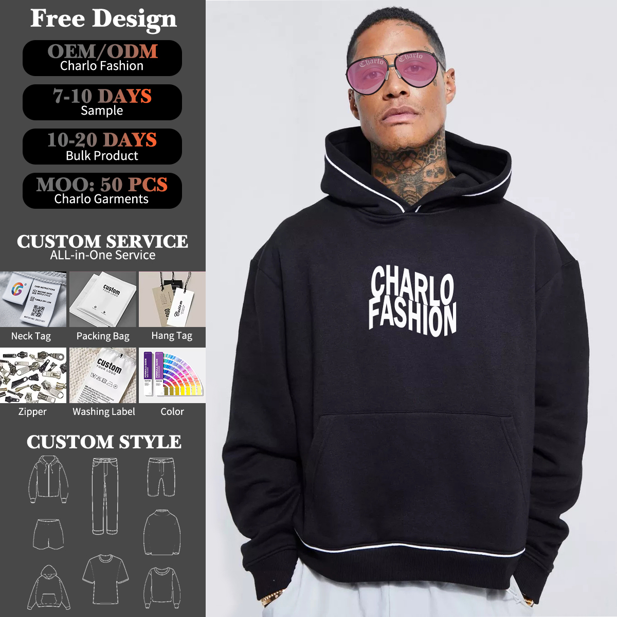 Custom Black Pullover Hoodie | Oversized Streetwear Hoodie | OEM Private Label Manufacturer