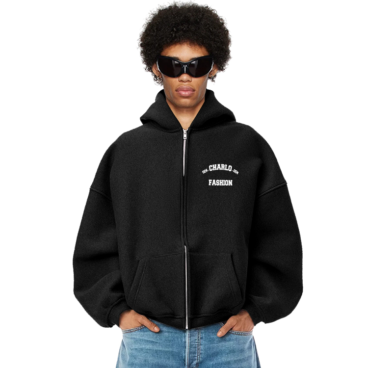 Custom Fleece Zip-Up Hoodie – Multiple Colors & Fabric Options