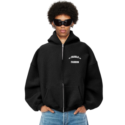 Custom Fleece Zip-Up Hoodie – Multiple Colors & Fabric Options