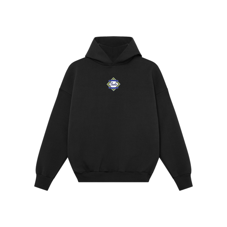 Premium Black Streetwear Tracksuit – Relaxed Fit Hoodie & Wide-Leg Sweatpants, Customizable