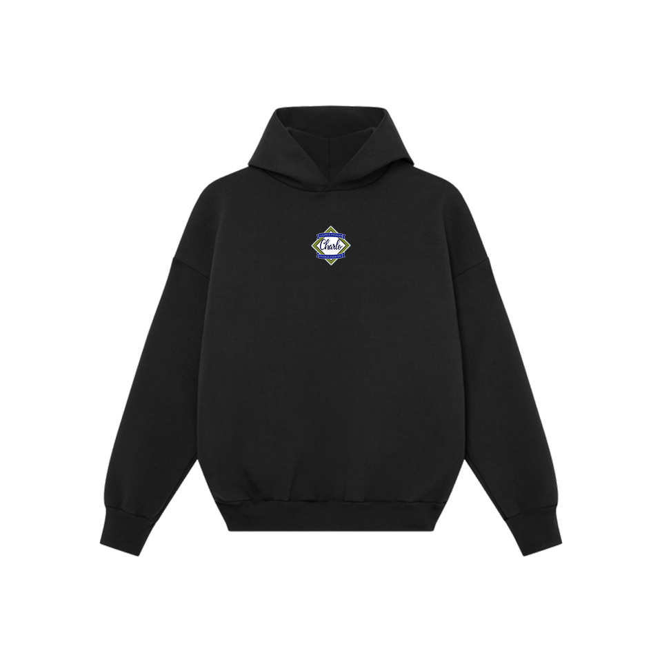 Premium Black Streetwear Tracksuit – Relaxed Fit Hoodie & Wide-Leg Sweatpants, Customizable