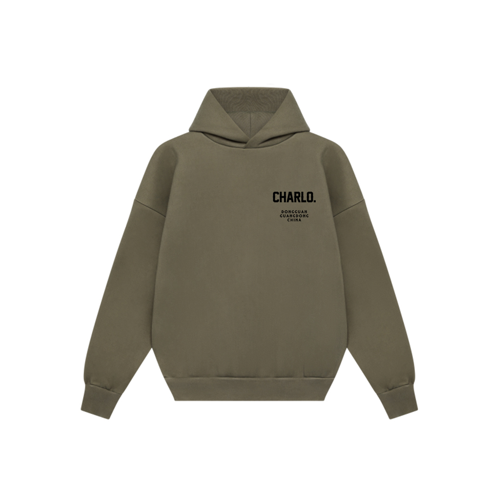 Olive Green Streetwear Tracksuit – Relaxed Fit Hoodie & Wide-Leg Sweatpants, Customizable