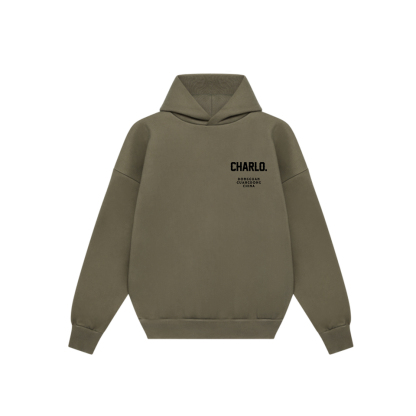 Olive Green Streetwear Tracksuit – Relaxed Fit Hoodie & Wide-Leg Sweatpants, Customizable