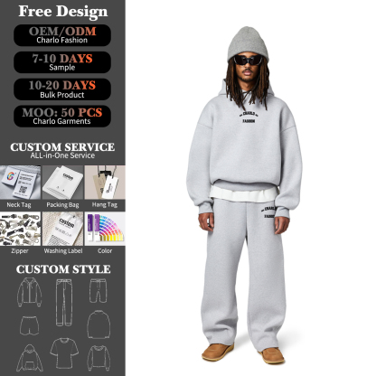 Luxury Oversized Streetwear Tracksuit – Custom Logo Hoodie & Sweatpants Set
