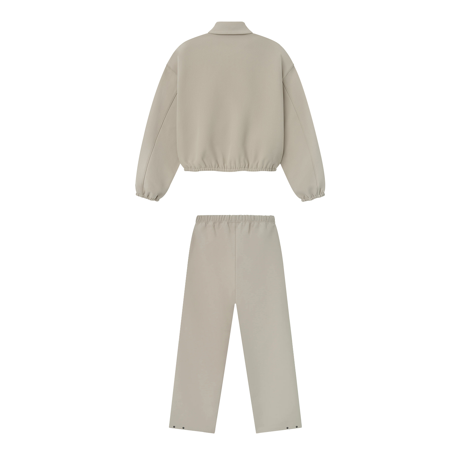Light Grey Loose Fit Tracksuit | Zip Jacket & Wide-Leg Pants | Customizable
