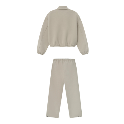Light Grey Loose Fit Tracksuit | Zip Jacket & Wide-Leg Pants | Customizable