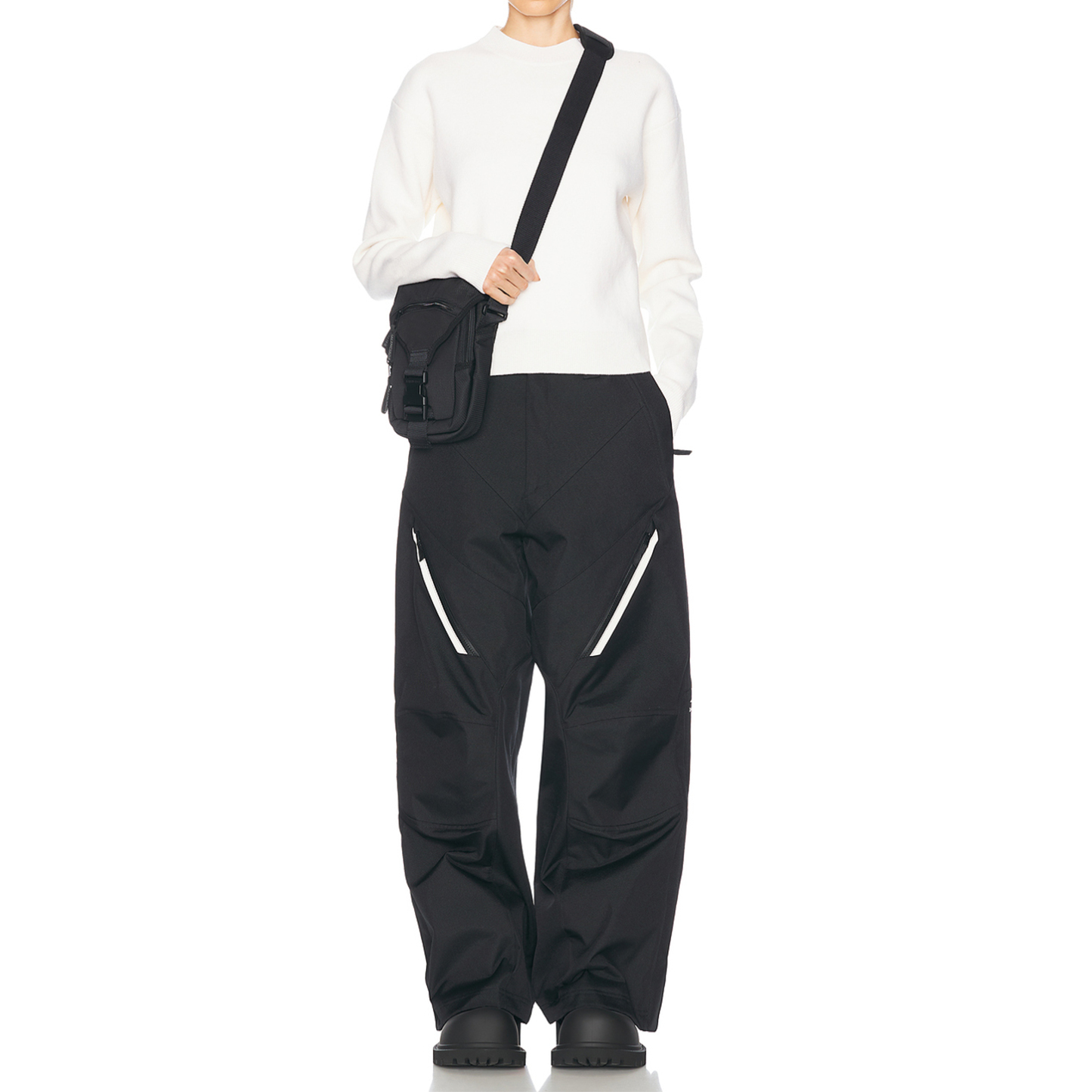 Black Wide-Leg Utility Pants | Zip Pockets | Customizable
