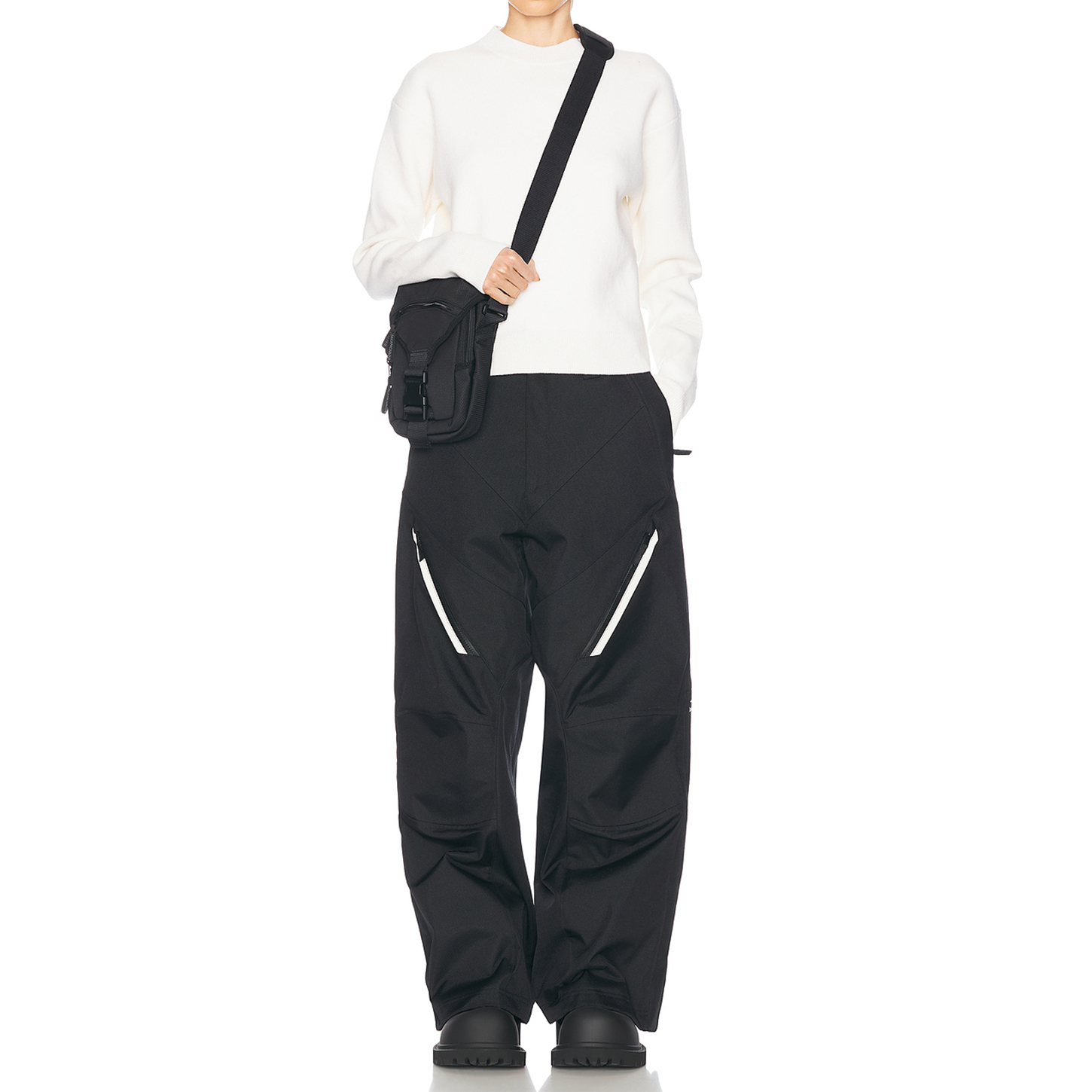 Black Wide-Leg Utility Pants | Zip Pockets | Customizable