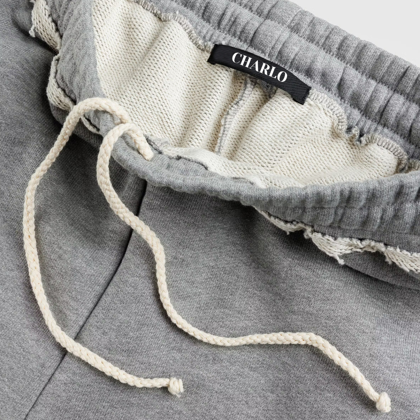Light Grey Wide-Leg Sweatpants | Frayed Back Pocket | Customizable