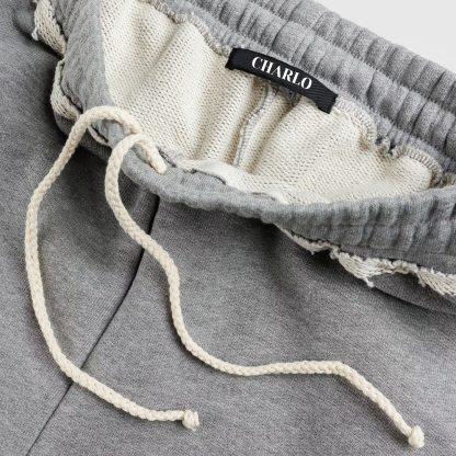 Light Grey Wide-Leg Sweatpants | Frayed Back Pocket | Customizable