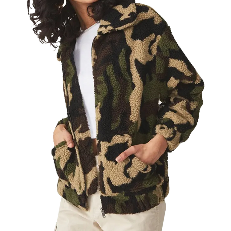 Charlo Fashion Camouflage Sherpa Fleece Jacket – Cozy & Trendy