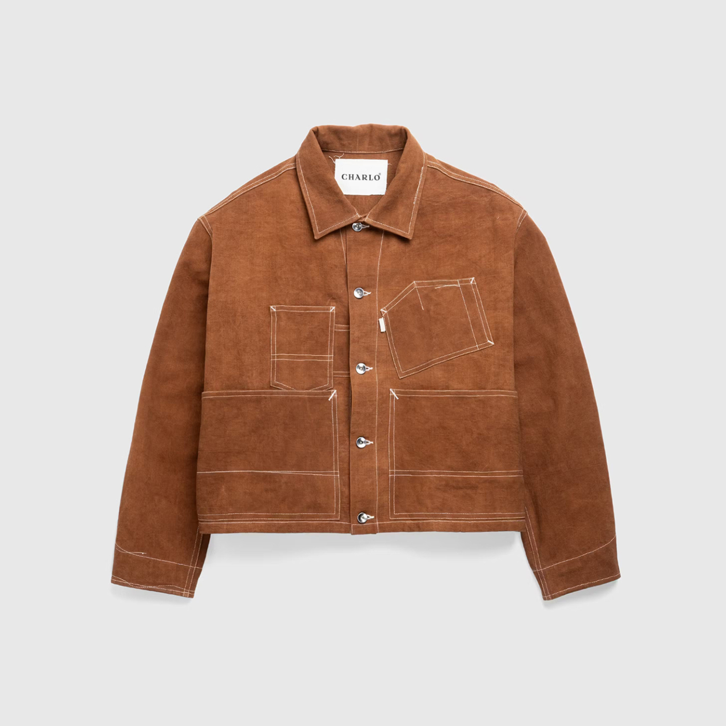 Charlo Fashion Suede Patchwork Jacket – Contemporary Streetwear with Statement Pockets