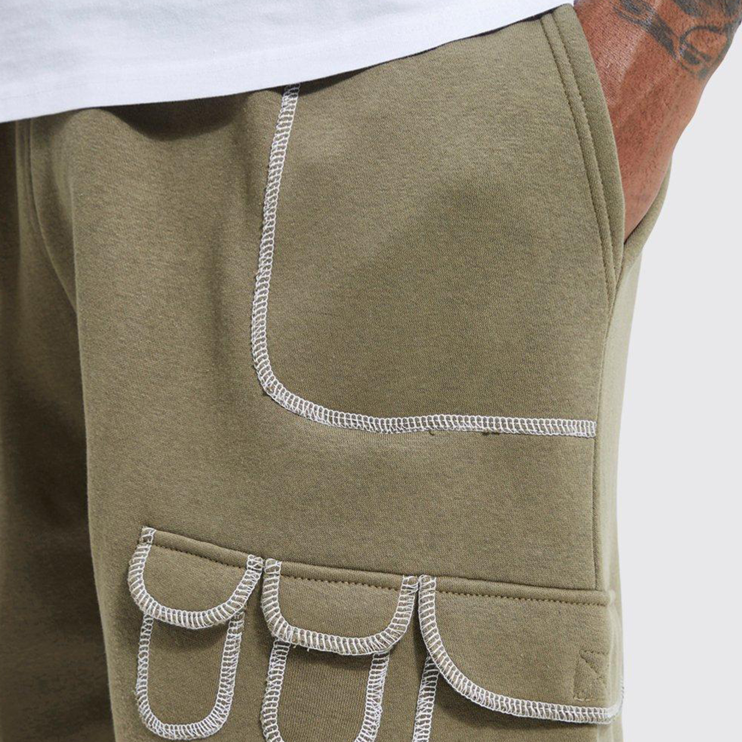 Custom Terry Cargo Shorts with Contrast Stitching – Streetwear Utility Design, Multi-Pocket, OEM/ODM