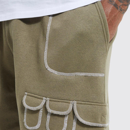 Custom Terry Cargo Shorts with Contrast Stitching – Streetwear Utility Design, Multi-Pocket, OEM/ODM