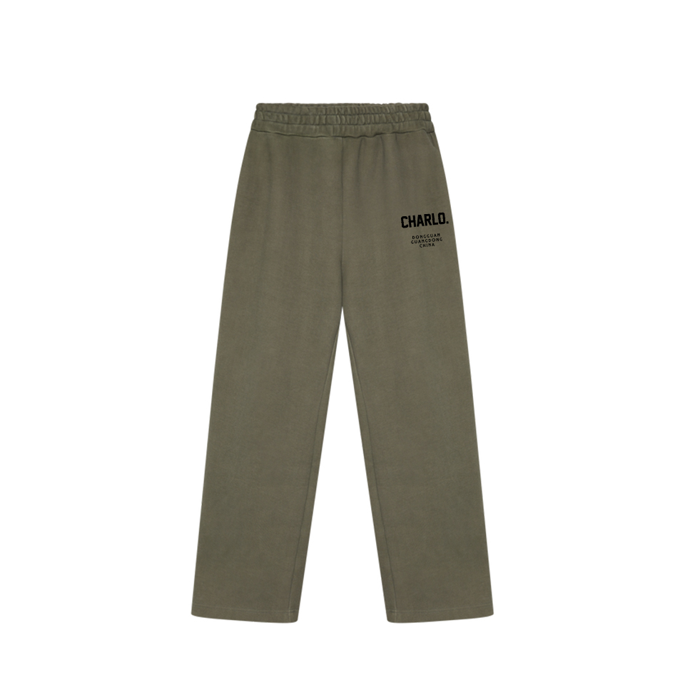 Olive Green Streetwear Tracksuit – Relaxed Fit Hoodie & Wide-Leg Sweatpants, Customizable