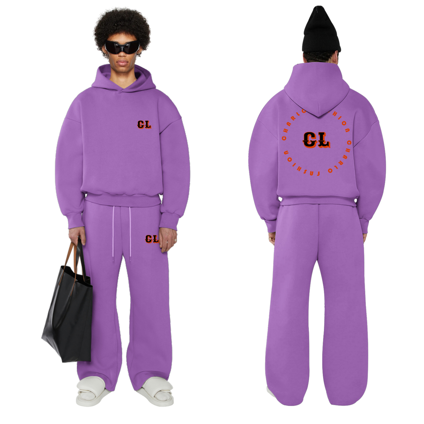Minimalist  Streetwear Tracksuit – Relaxed Hoodie & Wide-Leg Sweatpants, Fully Customizable
