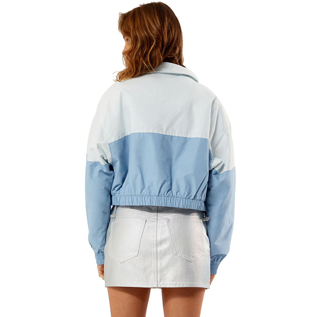 Charlo Fashion Colorblock Cropped Windbreaker – Trendy Lightweight Jacket