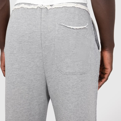 Light Grey Wide-Leg Sweatpants | Frayed Back Pocket | Customizable