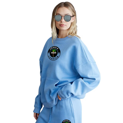 Relaxed Blue Streetwear Tracksuit – Oversized Hoodie & Wide-Leg Sweatpants, Fully Customizable