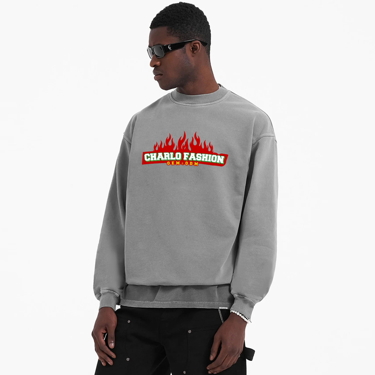 Custom Graphic Crewneck Sweatshirt | Oversized Streetwear Pullover | OEM Private Label Manufacturer