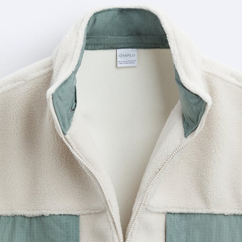 Charlo Fashion Two-Tone Fleece Jacket – Cozy Urban Streetwear 