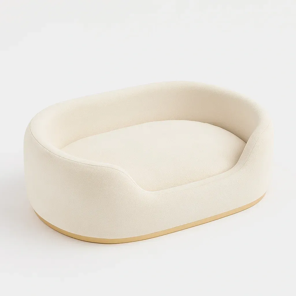 Panier pour chien en tissu beige