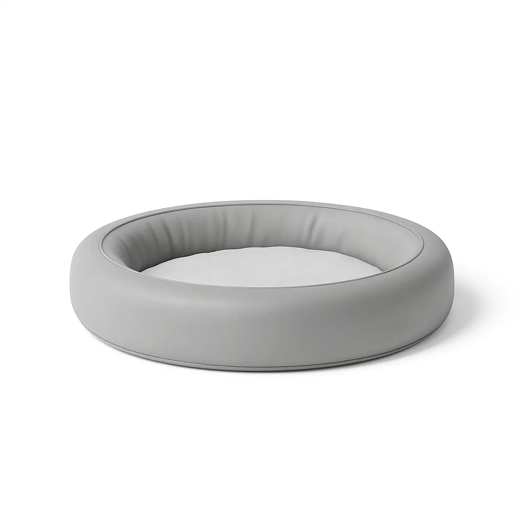 Panier pour chien en cuir synthétique gris